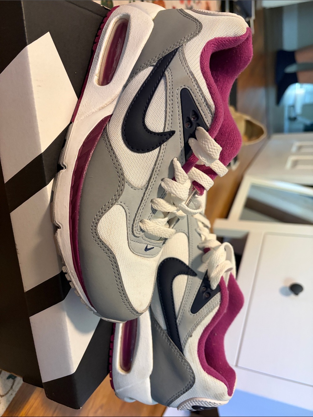 Nike Women's Air Max Low-Top Sneakers in White, Gray & Purple